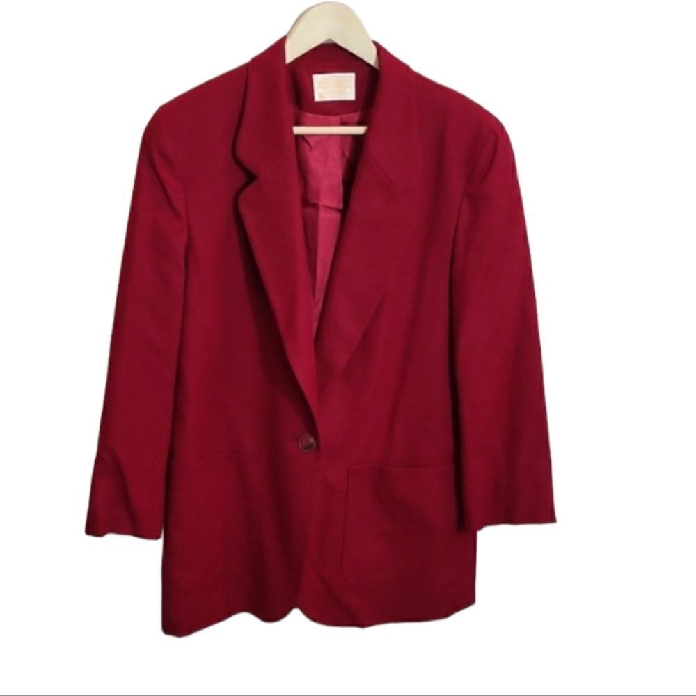 ‎Pendleton Virgin Wool Red Single Breasted Blazer Size 12, Vintage